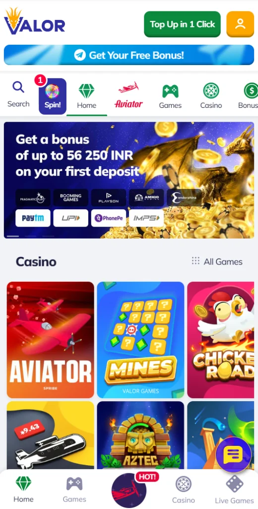 ValorBet Casino mobile app
